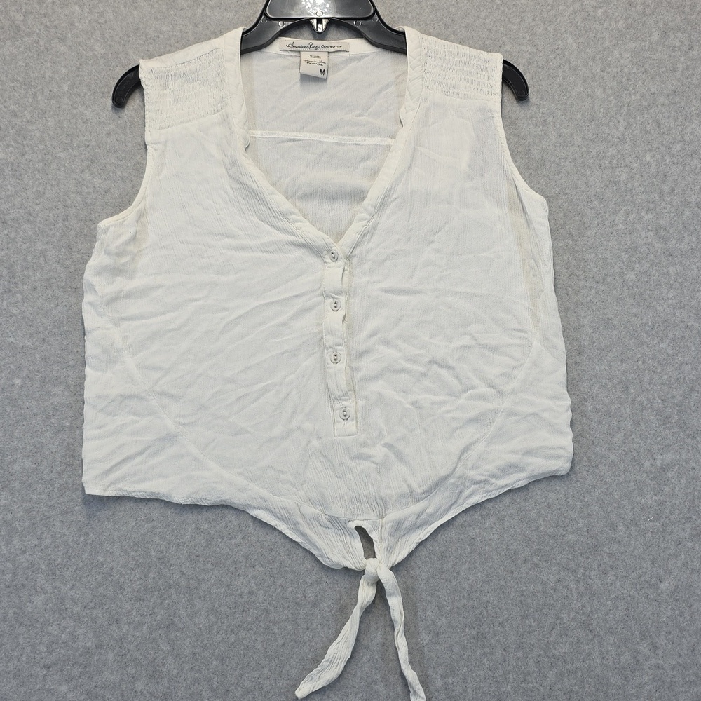 American Rag white sleeveless button up shirt size M